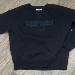 Vineyard Vines Black Crewneck Sweatshirt with tartan plaid